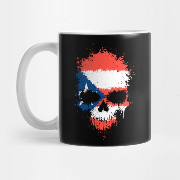 Chaotic Puerto Rican Flag Splatter Skull by jeffbartels